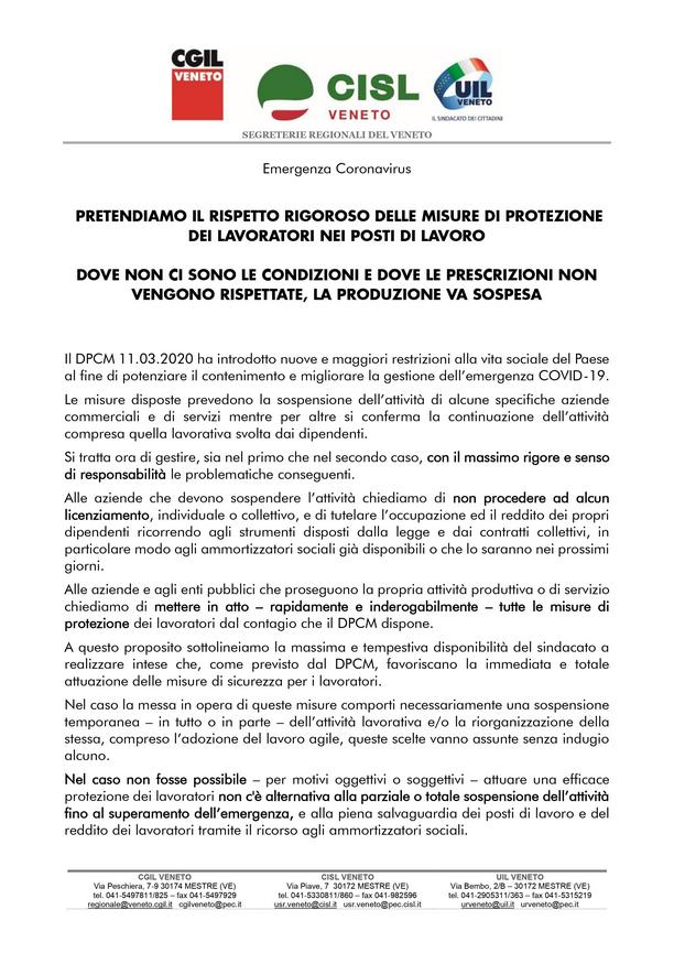 comunicato coronavirus