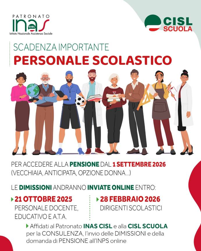 foto della locandina scadenza pensione personale scolastico 2026 (sito)